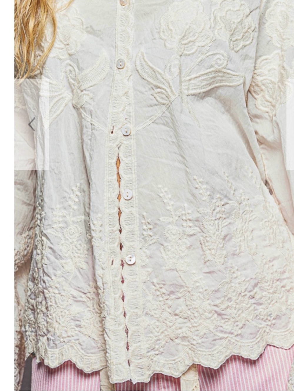 POL Long Sleeve Embroidered Scalloped Edge Shirt Top NIP - Picture 5 of 6